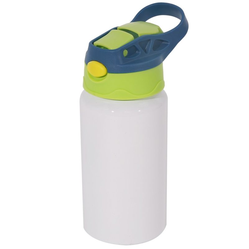 500ml kids aluminum water bottle with light green cover-1