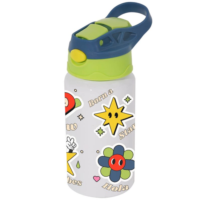 500ml kids aluminum water bottle with light green cover-5