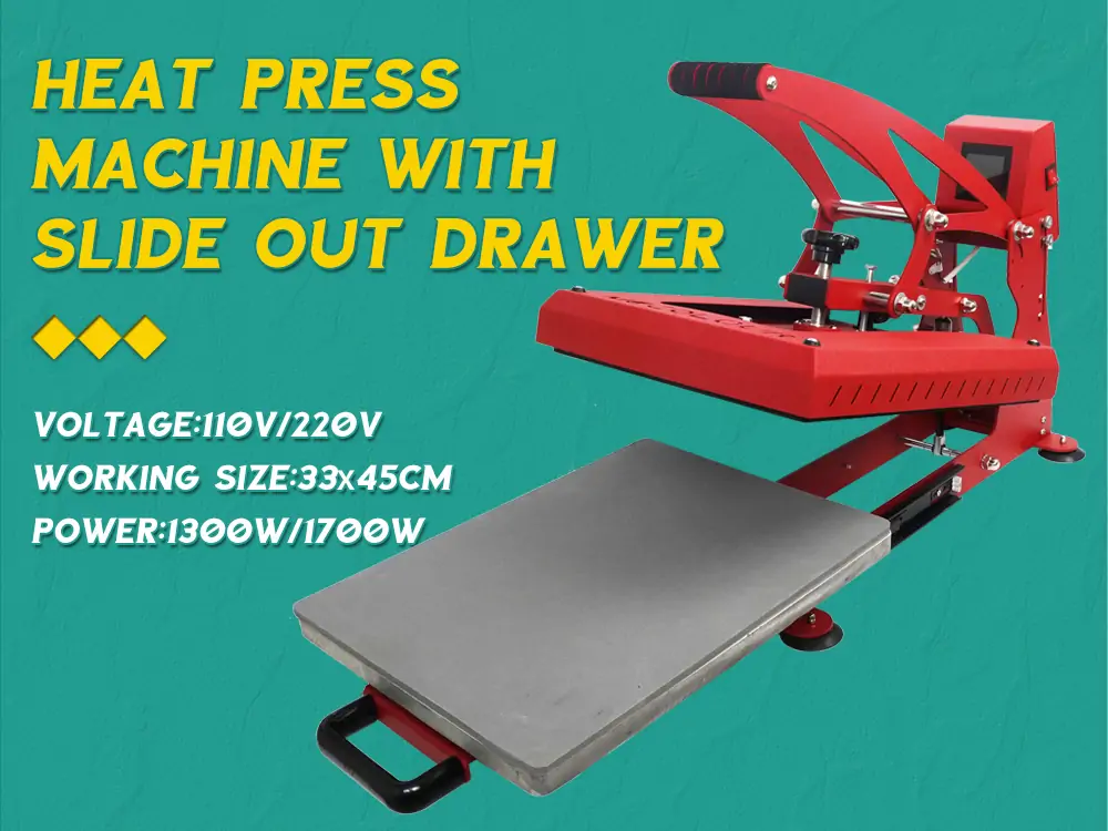 Heat Press Machine With Slide-out Drawer 33x45cm