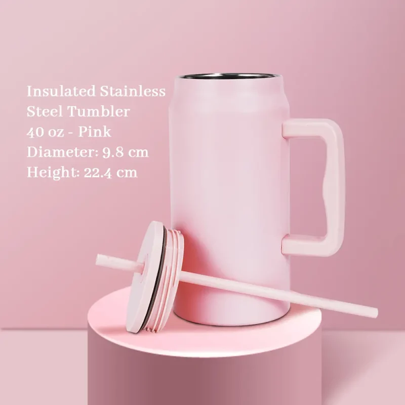 travel tumbler with handle 40oz-pink-2