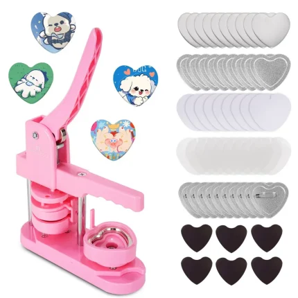 Heart-shaped rotating badge machine pink-2