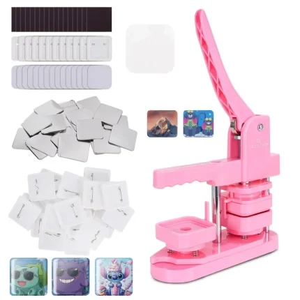 Square rotating badge machine pink-2