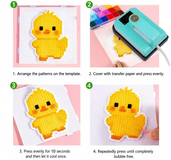 how to make perler bead with 5x7 iron press